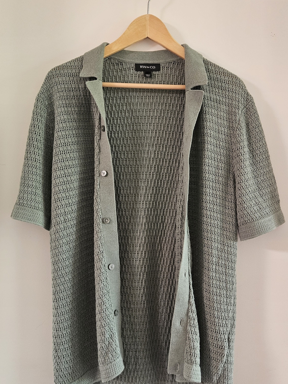 RW&CO. Men's Sage Green Knit Short-Sleeve Cardigan